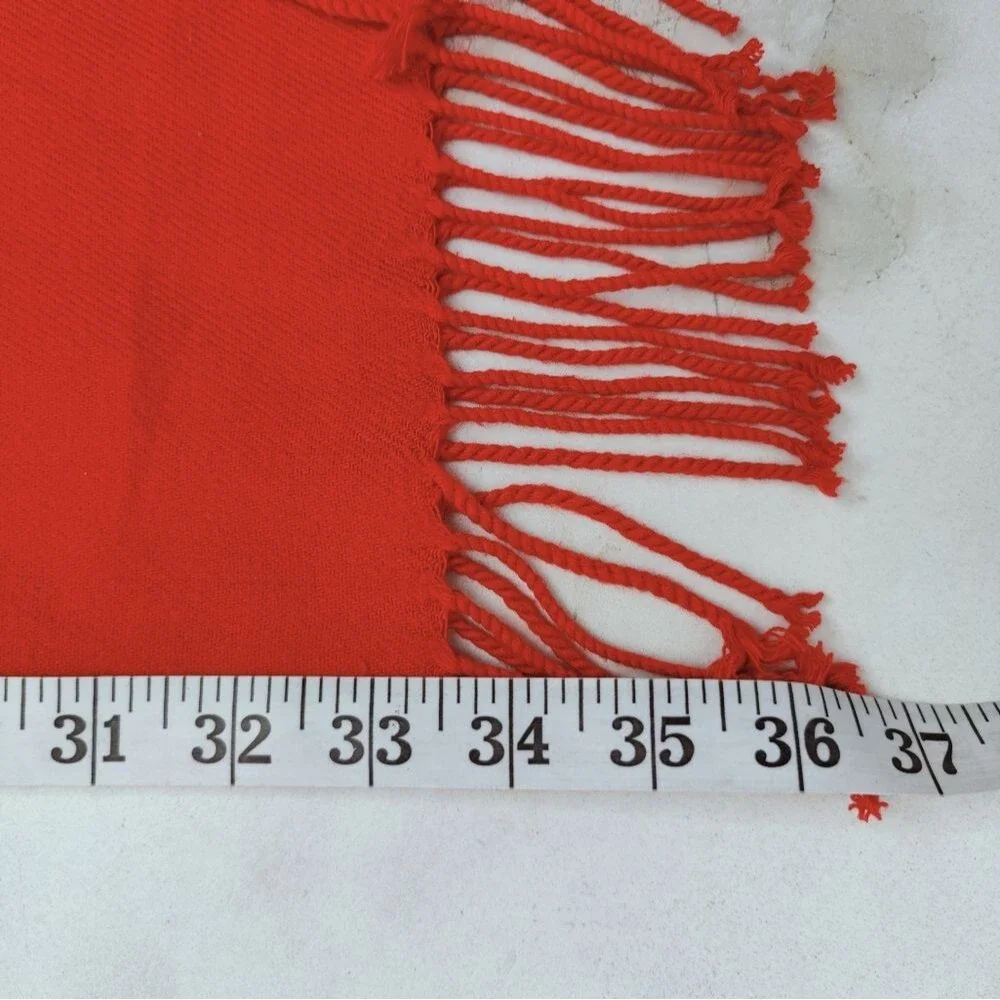 Unbranded Unisex Cashmere Scarf Wrap Bright Red 12”x37”